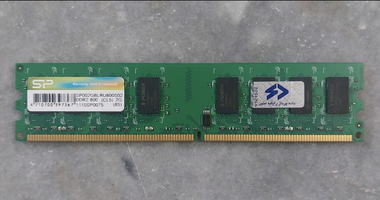 رم ۲ گیگ ddr2 دسکتاپ برند sp دو ور چیپ اورجینال کارکرده و غیر آکبند