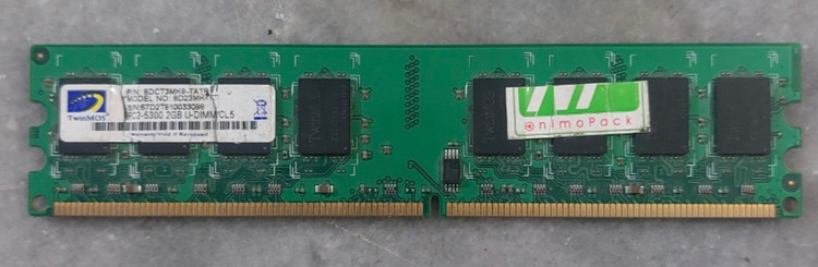 رم ۲ گیگ ddr2 دسکتاپ برند توئین موس دو ور چیپ اورجینال استوک کاملا سالم