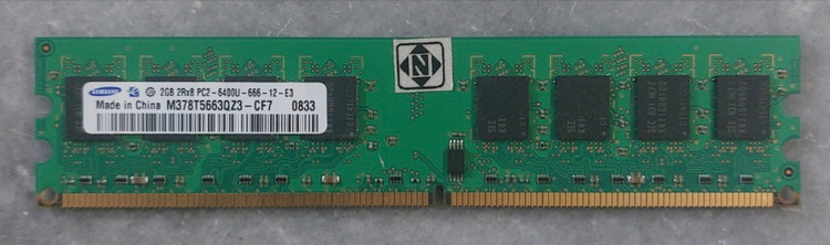 رم ۲ گیگ ddr2 دسکتاپ برند سامسونگ دو ور چیپ اورجینال استوک کاملا سالم