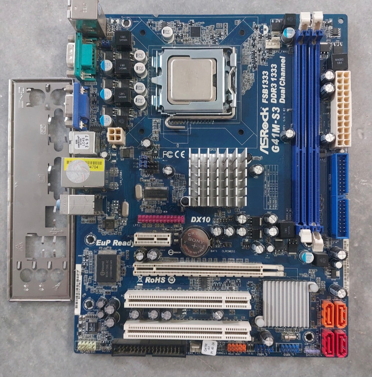 مادربرد ddr3 ازراک مدل G41M-s3 به همراه cpu E8400 استوک کاملا سالم