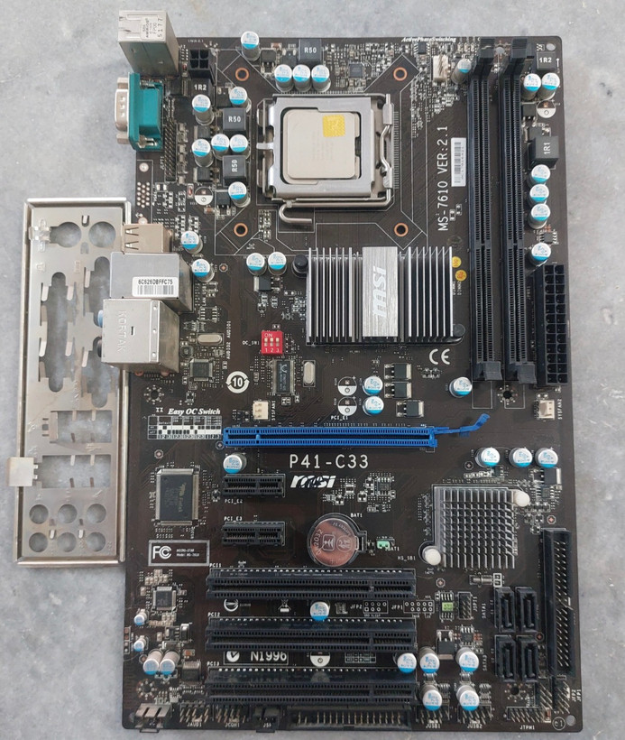 مادربرد ddr3 ام اس آی مدل p41-c33 به همراه cpu E8500 استوک کاملا سالم