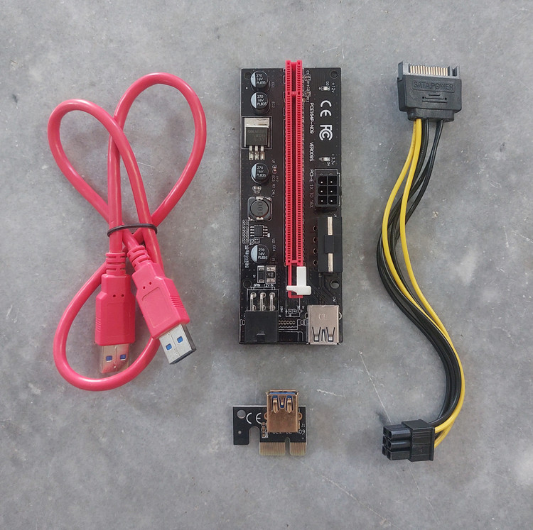 رایزر کارت گرافیک PCI-E مدل 009s مولکس دار | تبدیل 1X به 16X | کابل USB 60cm | استوک در حد آکبند