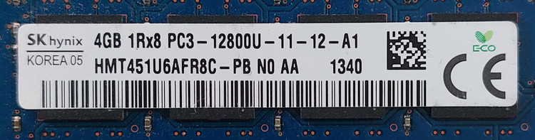 رم ۴ گیگ DDR3 دسکتاپ فرکانس 1600 برند skyhynix اورجینال یک ور چیپ استوک کاملا سالم
