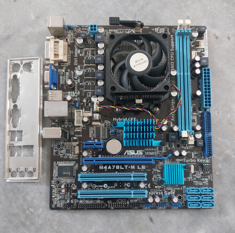 مادربرد ddr3 ایسوس مدل M4A78BLT-MLE به همراه فن و CPU AMD ATHLON II 270 استوک کاملا سالم