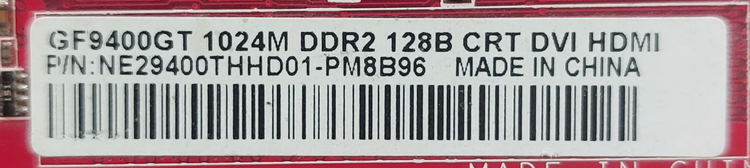 کارت گرافیک ۱ گیگ ddr2 مدل 9400GT 128bit