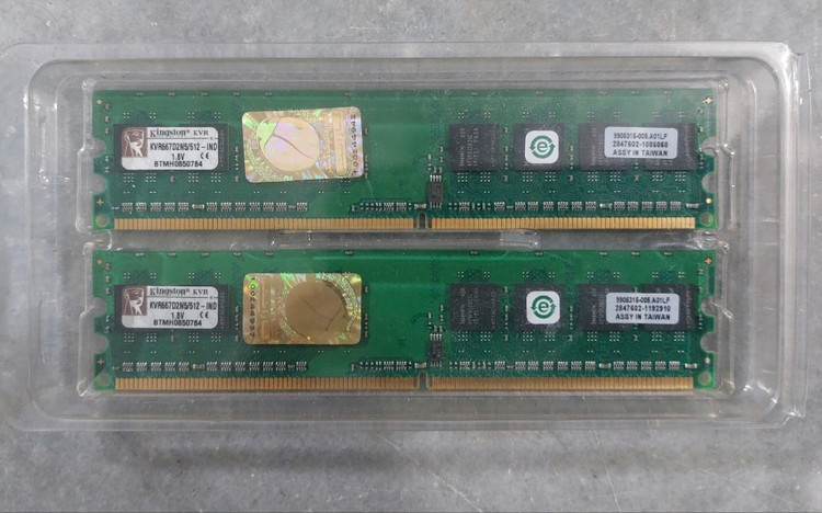 رم 512 مگابایت ddr2 دسکتاپ جفت دوال کانال یک ور چیپ آکبند و سالم