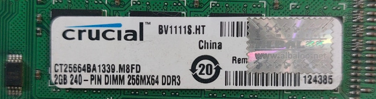 رم 2 گیگ DDR3 دسکتاپ فرکانس 1333 برند crucial یک ور چیپ اورجینال استوک کاملا سالم