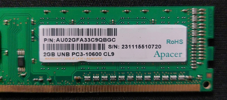 رم دسکتاپ ۲ گیگ ddr3 باس 1333 برند اپیسر یک ور چیپ اورجینال استوک