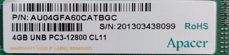 رم دسکتاپ 4 گیگ ddr3 باس 1600 برند اپیسر یک ور چیپ اورجینال استوک