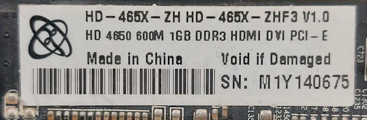 کارت گرافیک ۱ گیگ ddr3 مدل 4650 برند xfx استوک کاملا سالم
