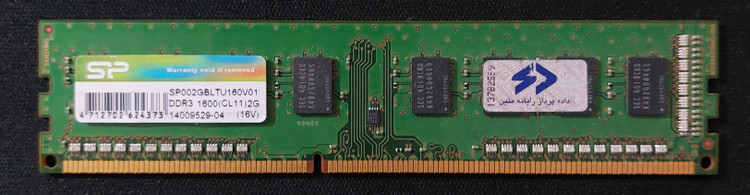 رم ۲ گیگ ddr3 دسکتاپ باس 1600 برند sp یک ور چیپ اورجینال استوک