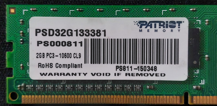رم دسکتاپ ۲ گیگ ddr3 باس 1333 برند پاتریوت یک ور چیپ اورجینال استوک