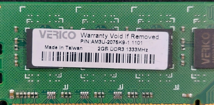رم دسکتاپ ۲ گیگ ddr3 باس 1333 برند VERICO دو ور چیپ اورجینال استوک