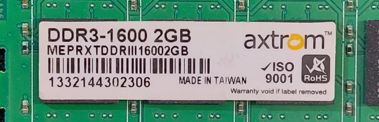 رم ۲ گیگ DDR3 دسکتاپ برند axtrom یک ور چیپ اورجینال استوک کاملا سالم