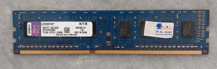 رم ۲ گیگ DDR3 دسکتاپ برند کینگستون یک بر چیپ اورجینال استوک کاملا سالم