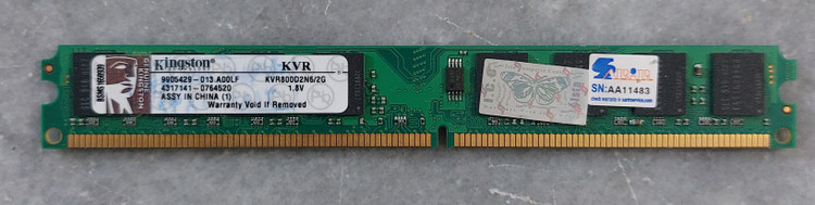 رم ۲ گیگ ddr2 دسکتاپ برند کینگستون دو ور چیپ اورجینال استوک و کاملا سالم