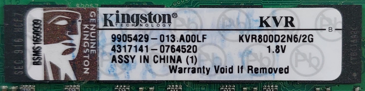 رم ۲ گیگ ddr2 دسکتاپ برند کینگستون دو ور چیپ اورجینال استوک و کاملا سالم