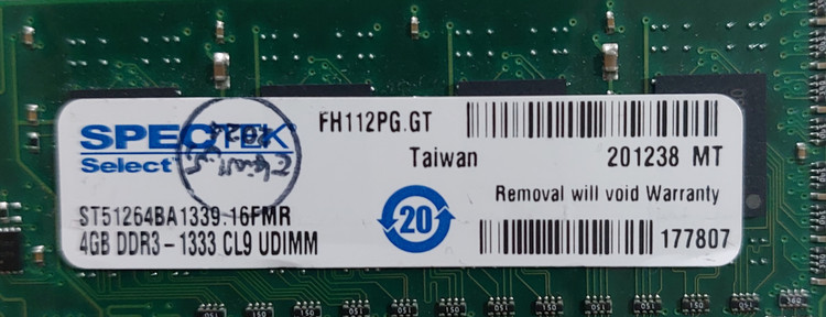 رم دسکتاپ 4 گیگ ddr3 باس ۱۳۳۳ برند spectek دو ور چیپ اورجینال استوک
