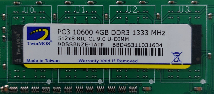 رم 4 گیگ DDR3 دسکتاپ برند twinmos یک ور چیپ اورجینال استوک کاملا سالم