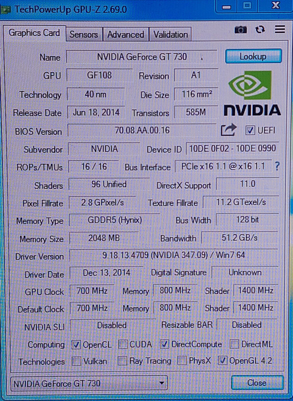 کارت گرافیک 2 گیگ DDR5 بایوستار مدل GT730