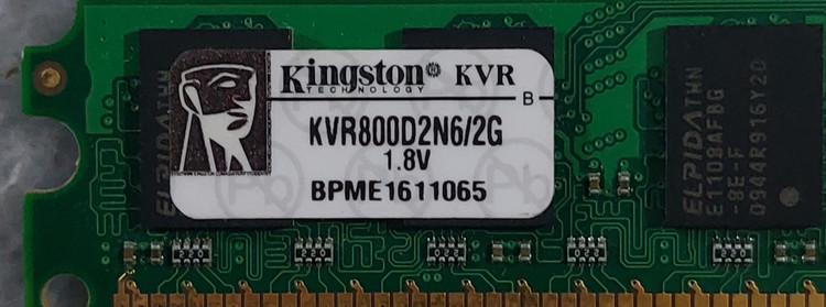 رم ۲ گیگ ddr2 دسکتاپ برند کینگستون دو ور چیپ الپیدا اورجینال استوک