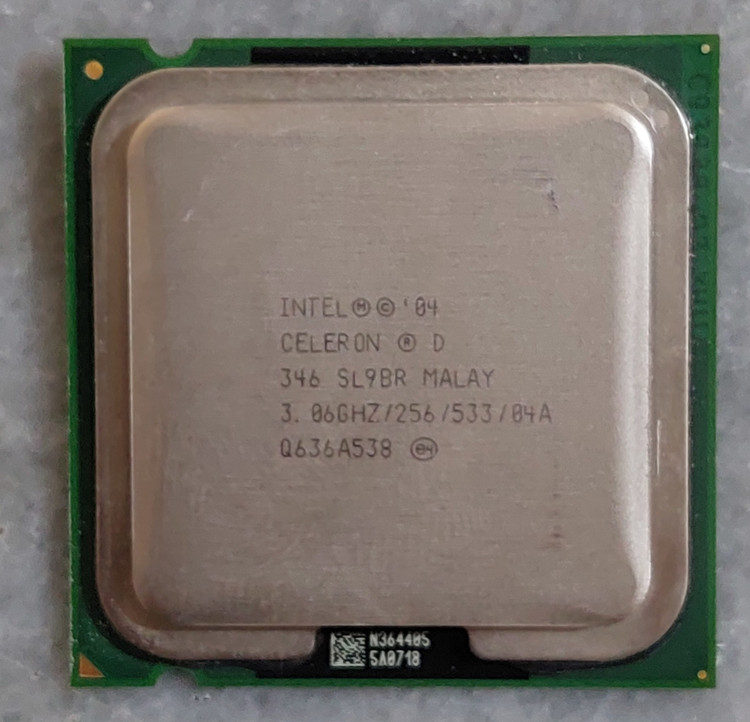 سی پی یو تک هسته ای اینتل مدل CELERON D 346 سوکت ۷۷۵ استوک و کاملا سالم