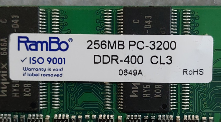 رم 256 مگابایت DDR1 دسکتاپ برند رمبو یک ور چیپ اورجینال استوک کاملا سالم