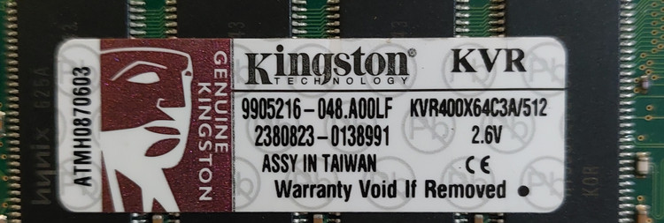 رم 512 مگابایت DDR1 دسکتاپ برند کینگستون یک ور چیپ اورجینال استوک کاملا سالم
