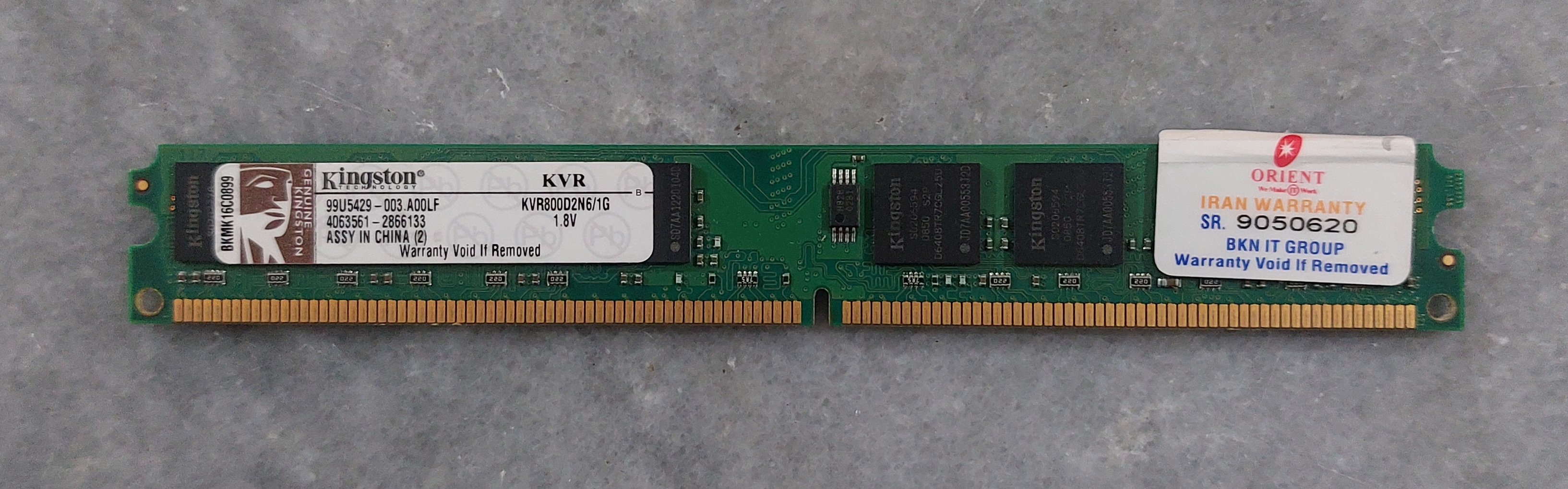 رم ۱ گیگ ddr2 دسکتاپ برند کینگستون دو ور چیپ الپیدا اورجینال استوک