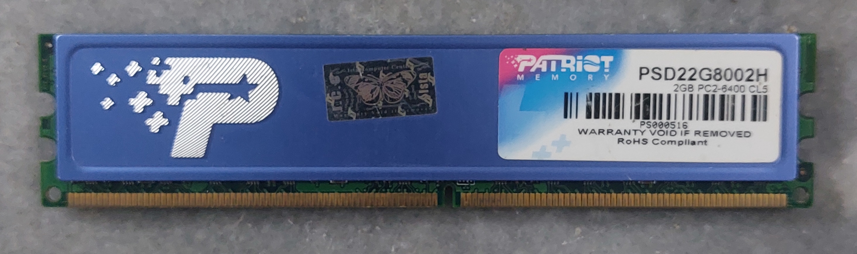 رم ۲ گیگ ddr2 دسکتاپ برند پاتریوت اورجینال استوک کاملا سالم‌