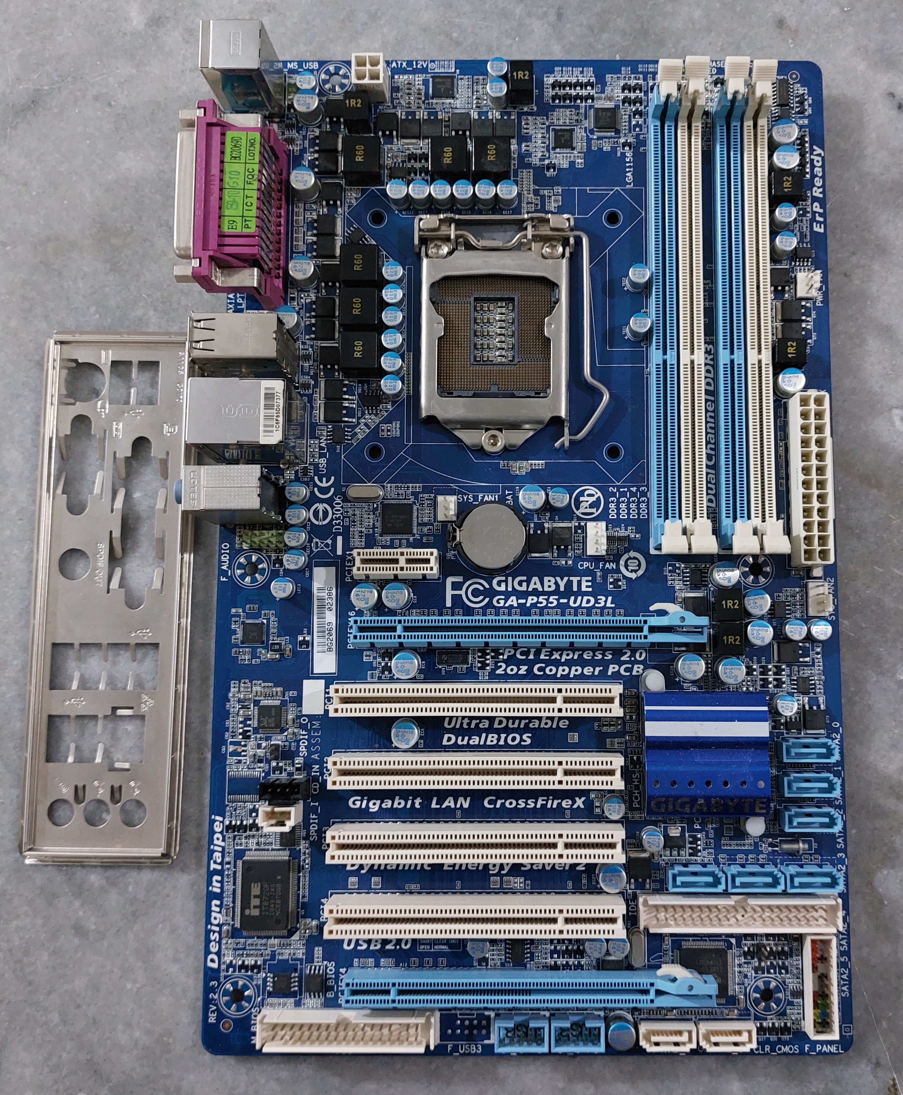 مادربرد ddr3 گیگابایت مدل GA-P55-UD3L سوکت ۱۱۵۶ استوک کاملا سالم