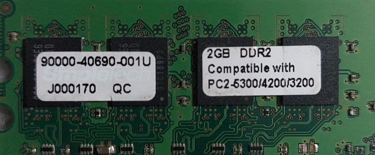 رم 2 گیگ ddr2 دسکتاپ برند سیمپلتک دو ور چیپ اورجینال استوک کاملا سالم