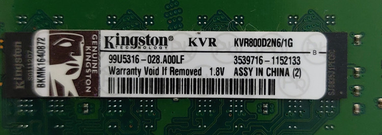 رم ۱ گیگ ddr2 دسکتاپ برند کینگستون دو ور چیپ اورجینال استوک