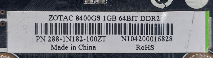 کارت گرافیک ۱ گیگ DDR2 مدل ZOTAC 8400GS