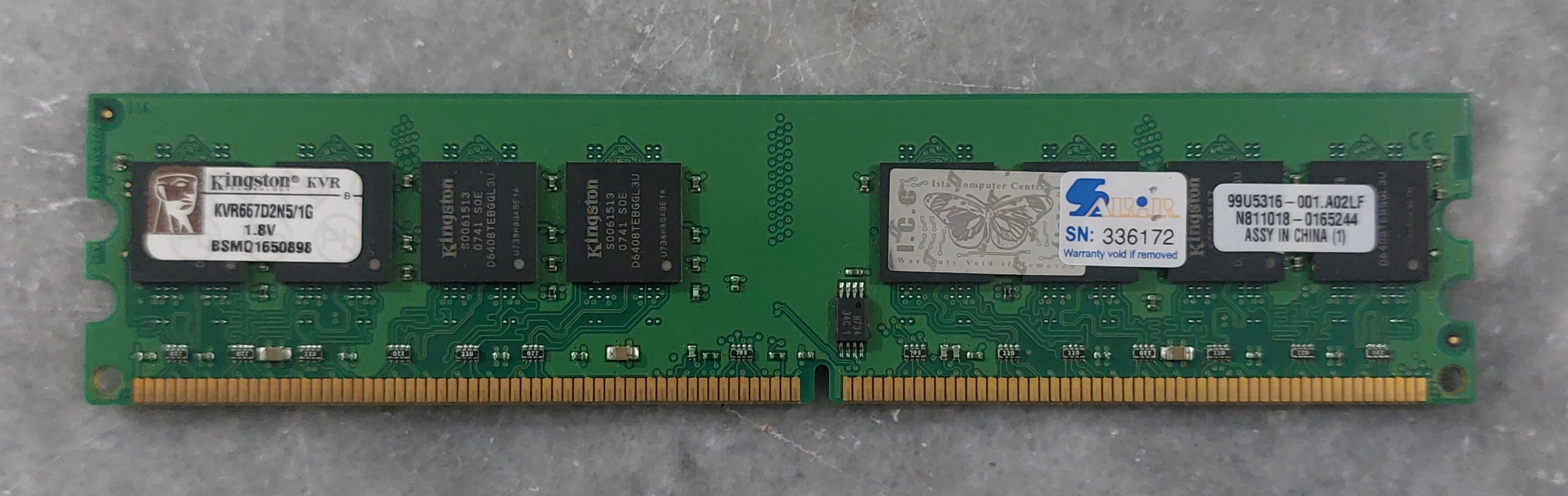 رم ۱ گیگ ddr2 دسکتاپ برند کینگستون دو ور چیپ اورجینال استوک