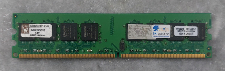 رم ۱ گیگ ddr2 دسکتاپ برند کینگستون دو ور چیپ اورجینال استوک